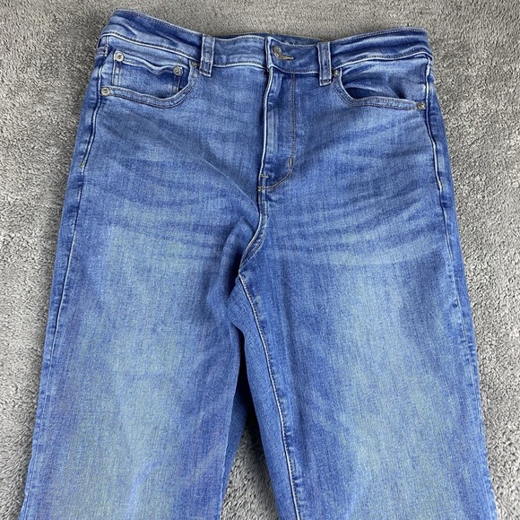 American Eagle Next Level Stretch Super High-Rise Flare Jeans Womens 12 R Blue - Picture 3 of 15